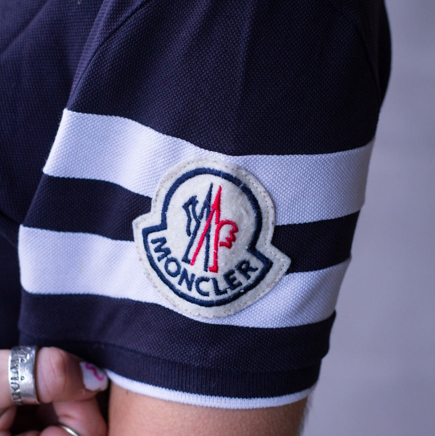 Mocler polo shirt in navy and white