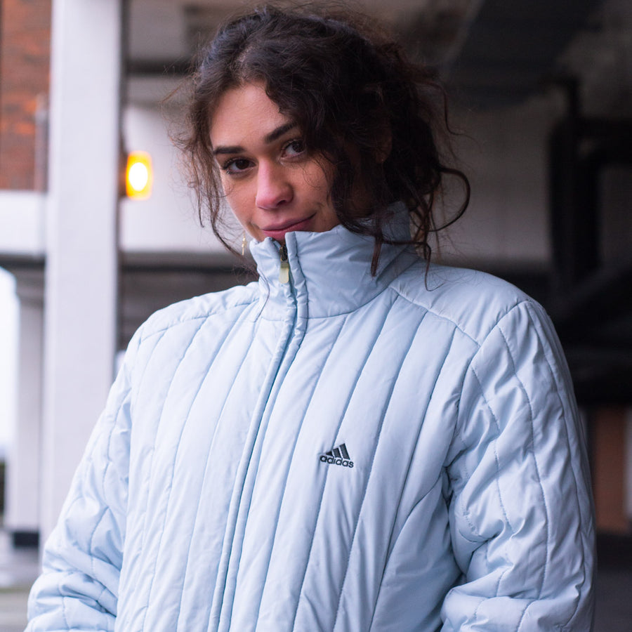 Adidas down puffer jacket in a peng baby blue