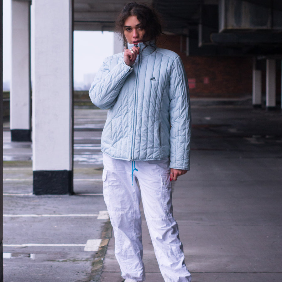 Adidas down puffer jacket in a peng baby blue