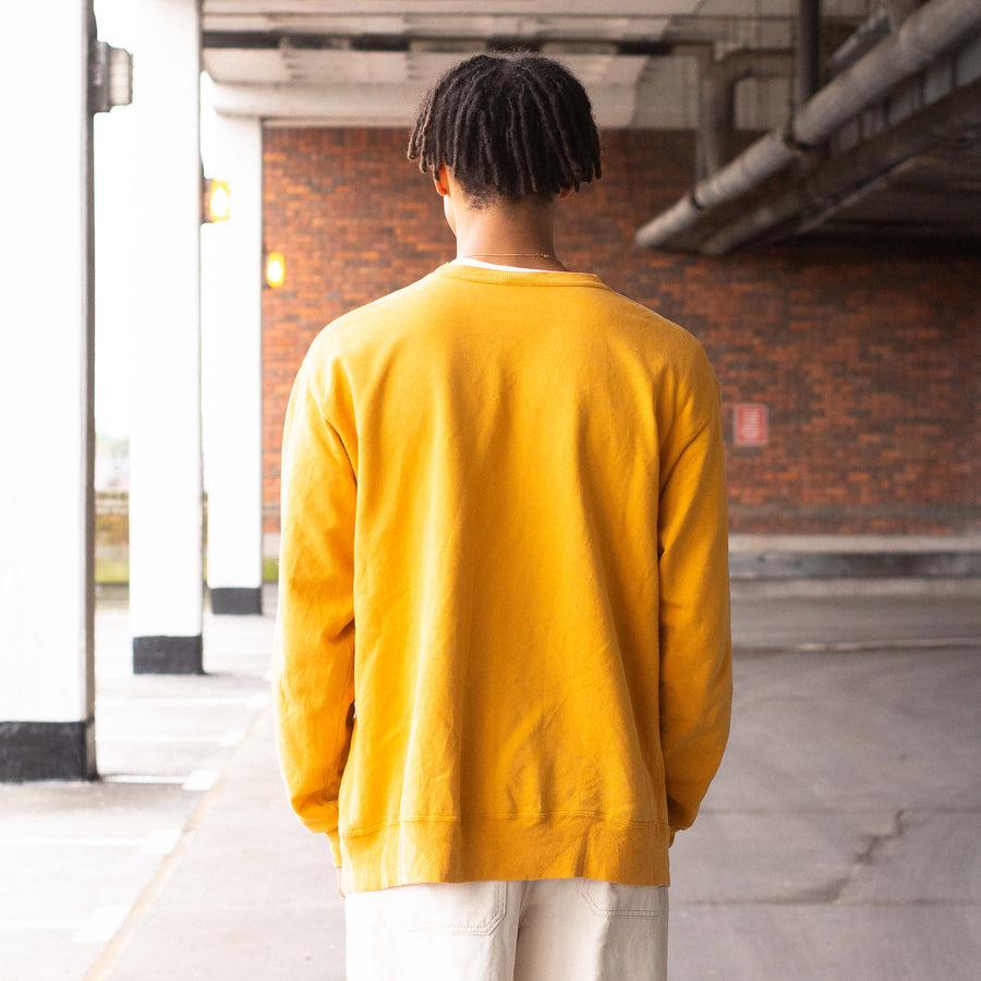Champion 90's Embroidered Spellout Sweatshirt in Yellow