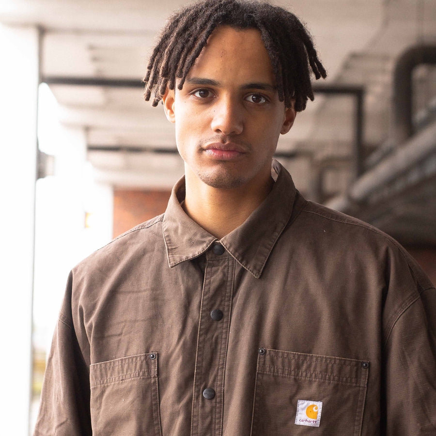 Carhartt 90's Embroidered Logo Coach Jacket in Brown