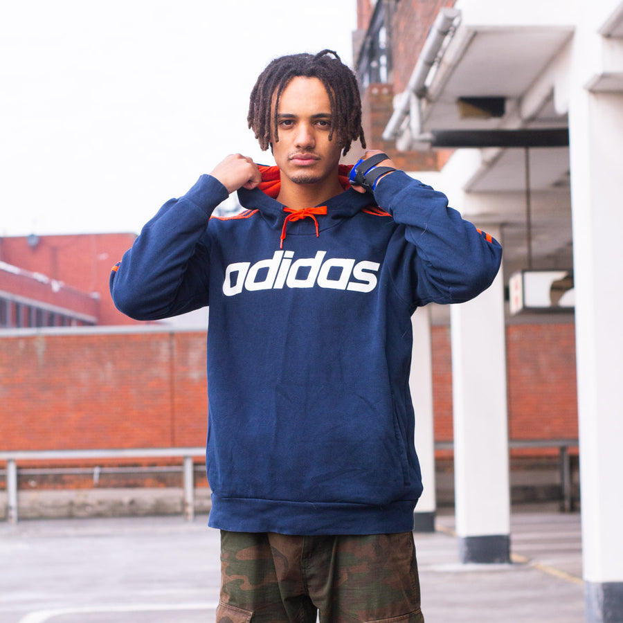 Adidas 00's hoodie in navy, white and orange