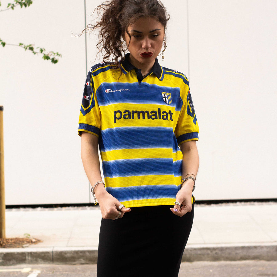 Champion Parma FC 1999 - 2000 Home Football Shirt in Yellow and Blue