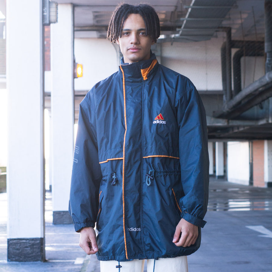 Adidas parka jacket in navy, red, white and orange colourway