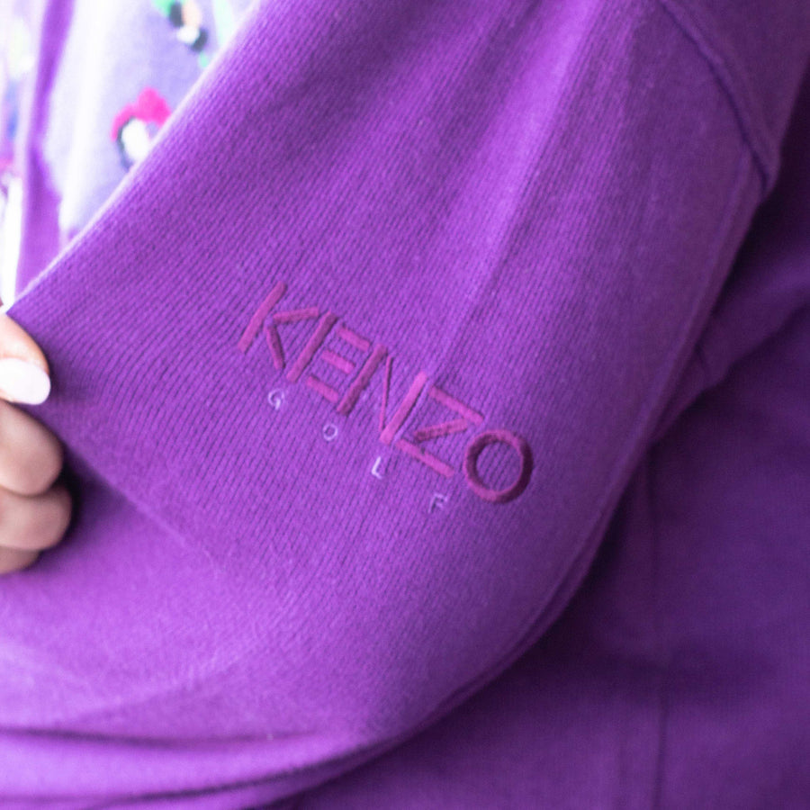 Kenzo Embroidered Spellout Sweatshirt in Purple and Multicolour