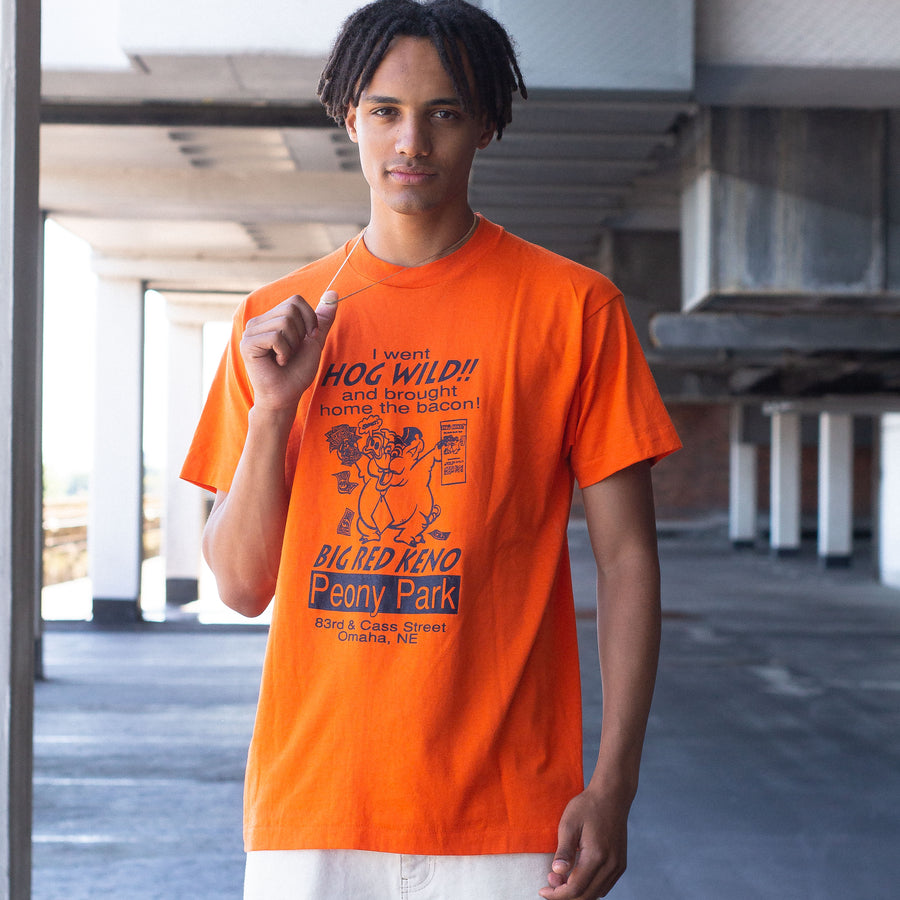 Vintage 90's Single Stitch Graphic T-Shirt in Orange and Black