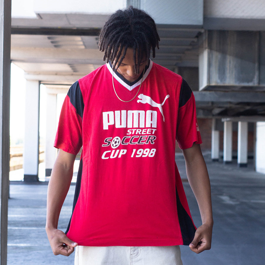 Puma 1998 Spellout Football Ringer T-Shirt in Red, White and Black