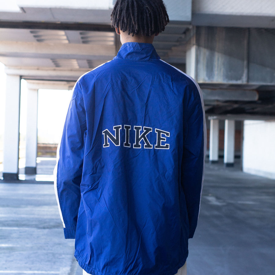 Nike Late 90's / Early 00's Embroidered Spellout jacket in Blue and White