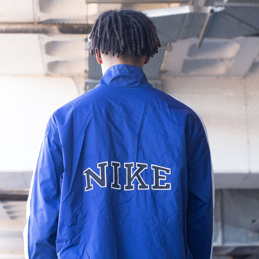 Nike Late 90's / Early 00's Embroidered Spellout jacket in Blue and White