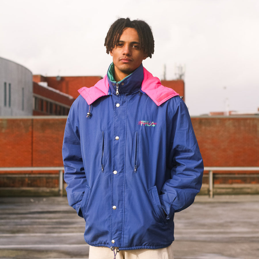 Fila Magic Line parka jacket in a vibrant purple, pink and green