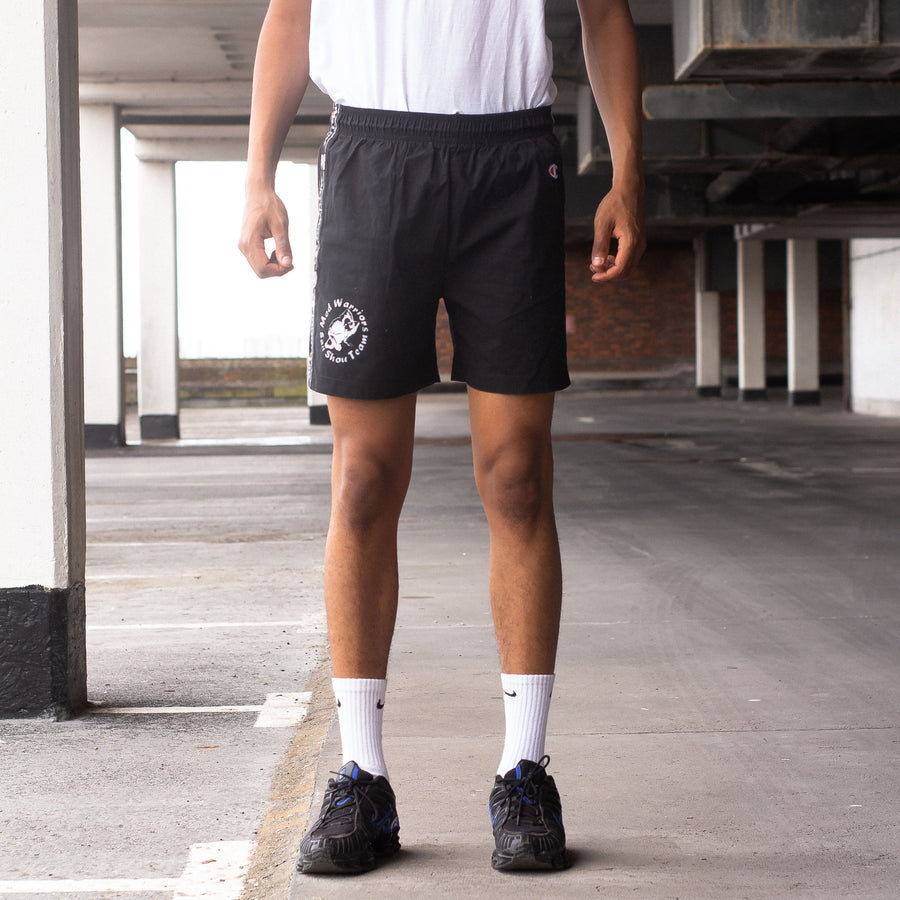Champion 90's Embroidered Logo Shorts in Black and White