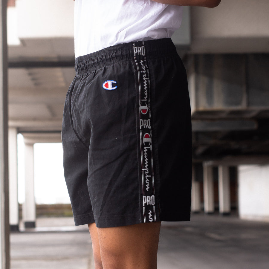 Champion 90's Embroidered Logo Shorts in Black and White