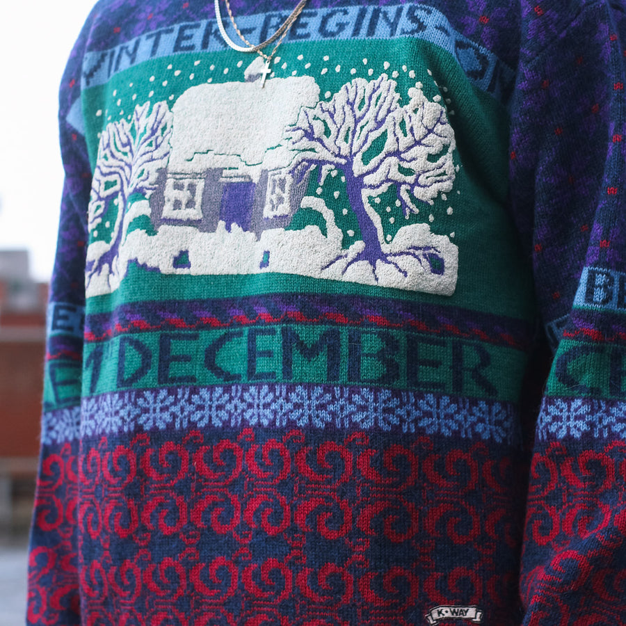 Vintage knitted jumper in a wild multicolour