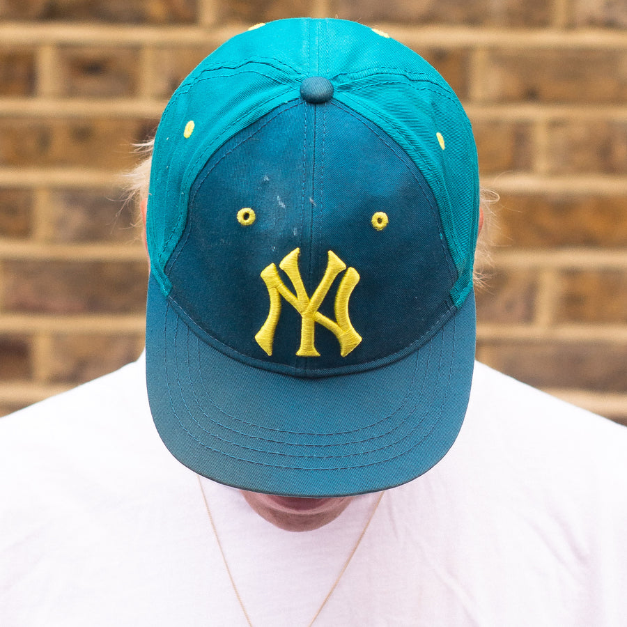 New York Yankees 80's Embroidered Logo Cap in a Two Tone Blue and Yellow