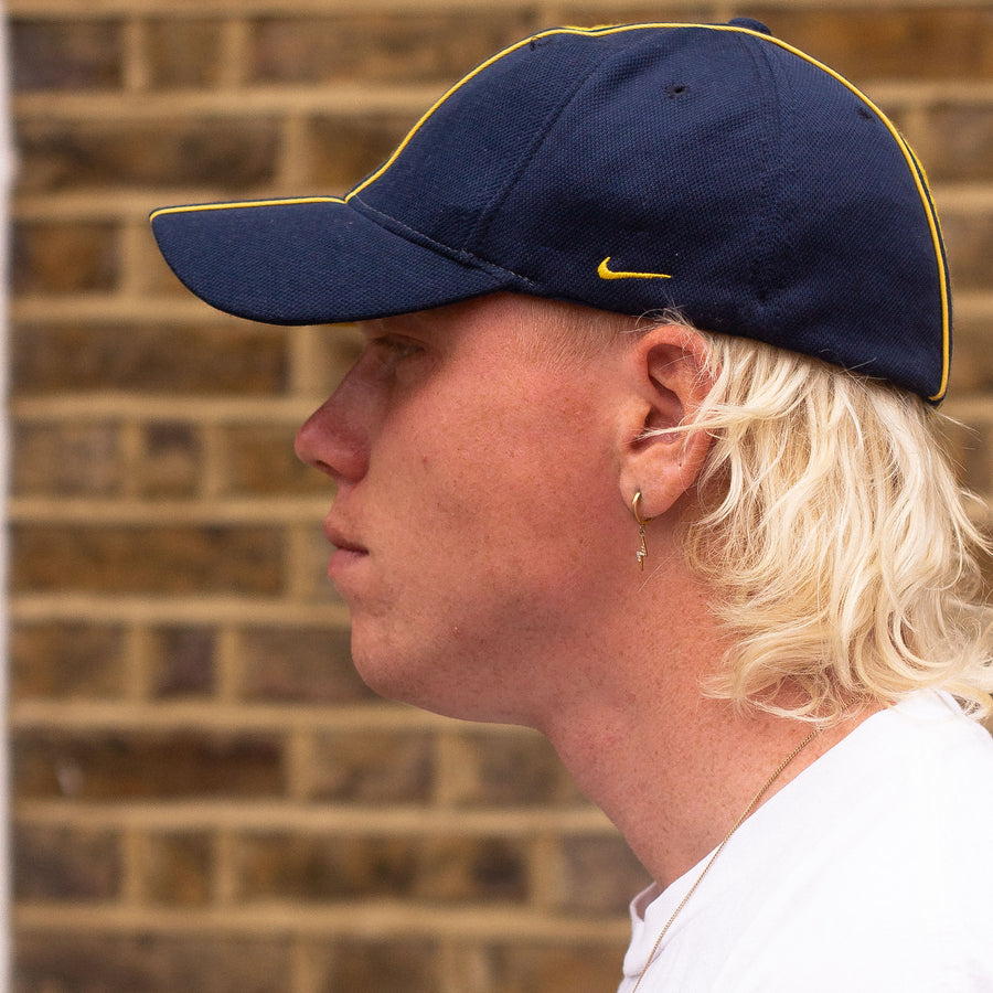 Nike Late 90's / Early 00's Embroidered Swoosh Cap in Navy and Yellow