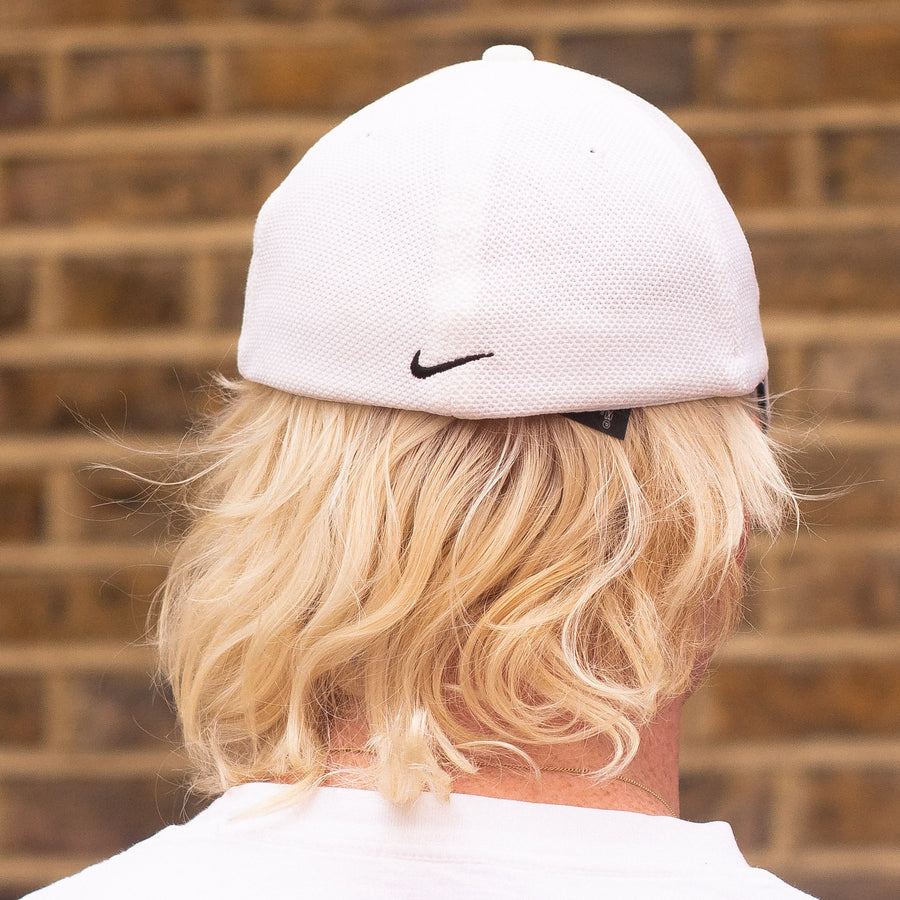 Nike Embroidered Swoosh Cap in White and Black