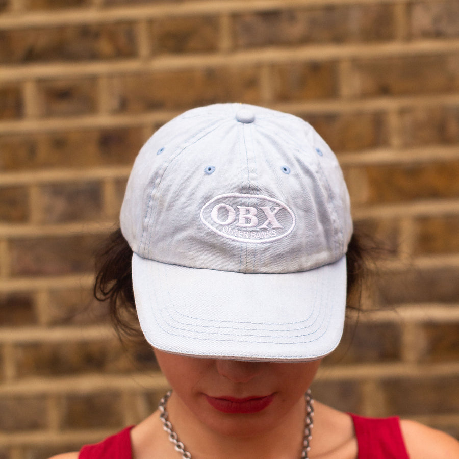 OBX Embroidered Logo Cap in Baby Blue and White