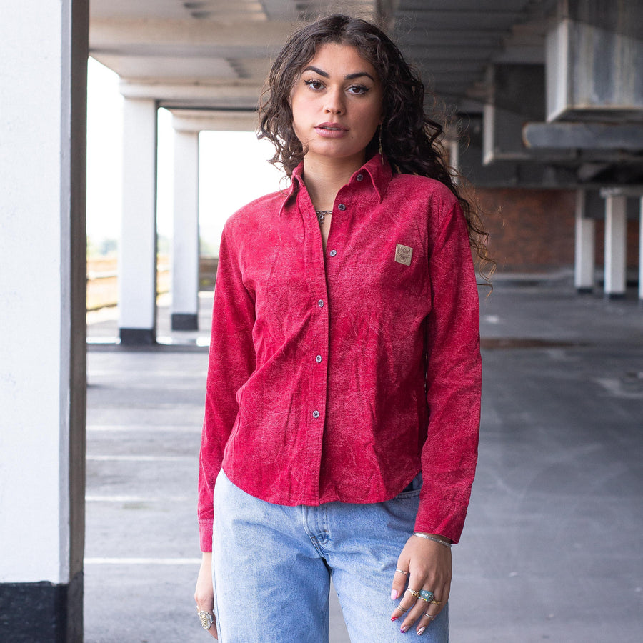 MCM Patch Logo Corduroy Shirt in Red