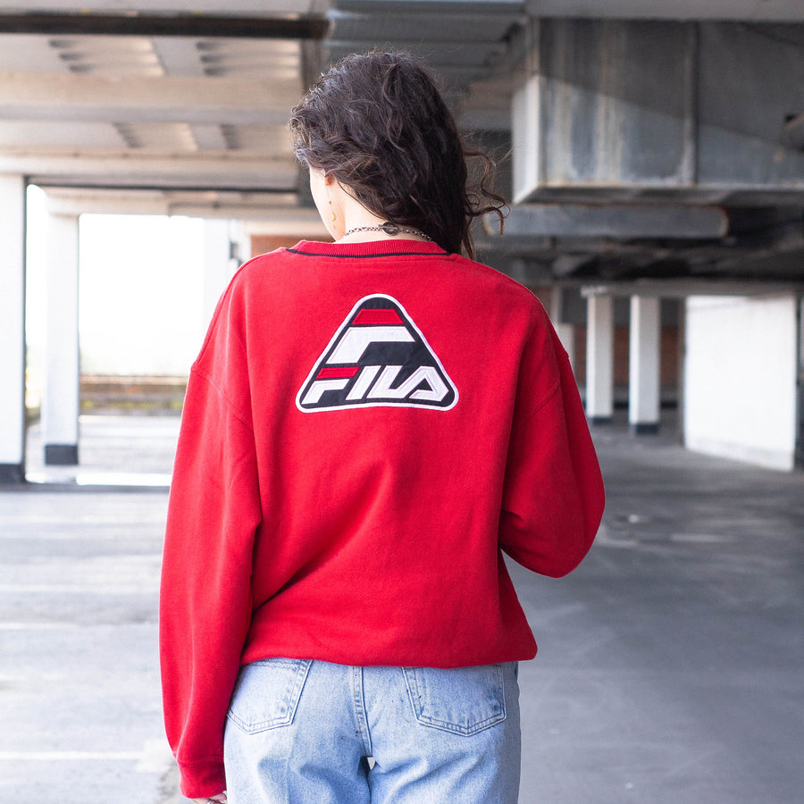 Fila 00's Embroidered Logo Ringer Sweatshirt in Red and Black