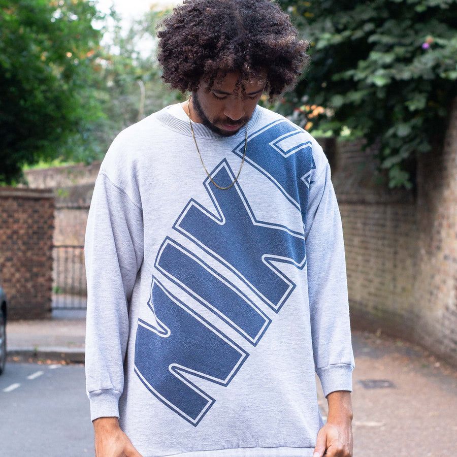 Nike Mid 80's Spellout Sweatshirt in Grey and Navy