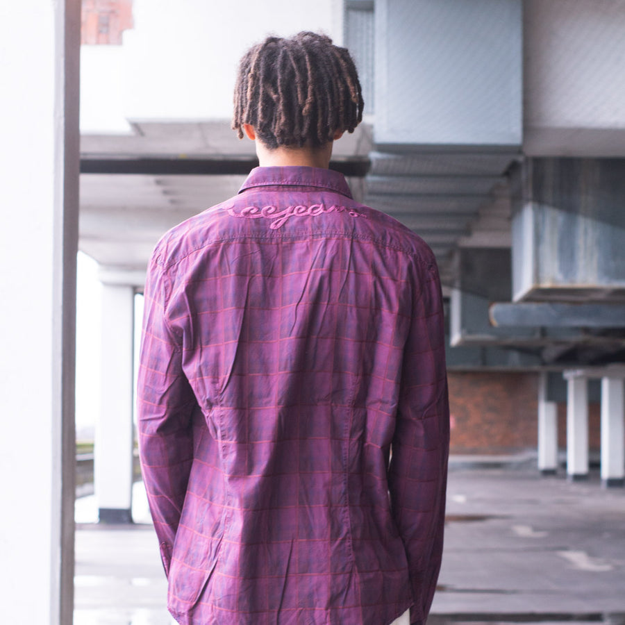 Iceberg 90's Shirt in a Checked Purple and Blue