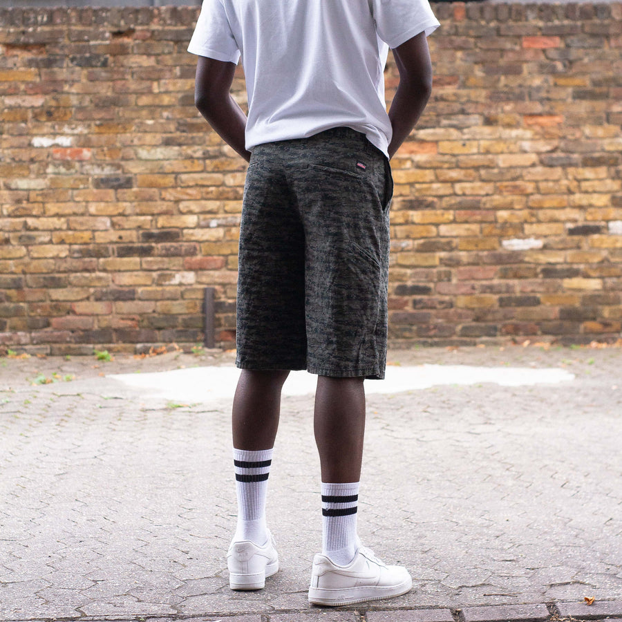 Dickies 90's Back Pocket Logo Shorts in a Black and Grey Camo
