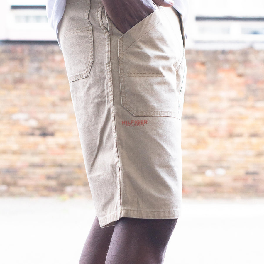Tommy Hilfiger 90's Embroidered Spellout Chino Shorts in Beige