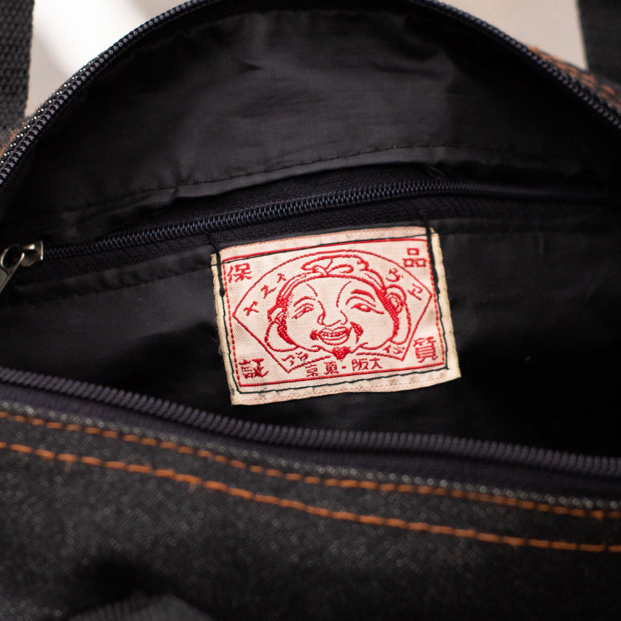 Evisu Embroidered Logo Denim Bag in a Dark Grey