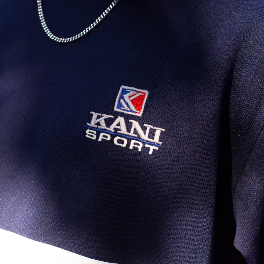 Kani Sports 90's Embroidered Logo T-Shirt in Navy and White