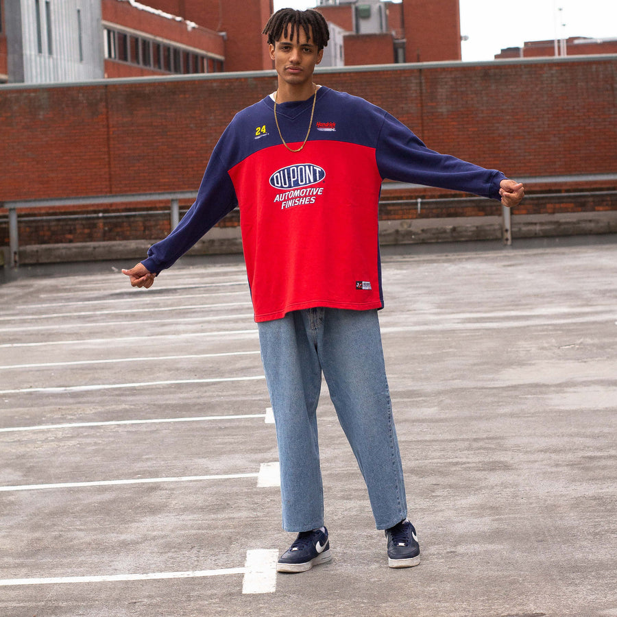 Nascar 90's Embroidered Logo Sweatshirt in Navy and Red