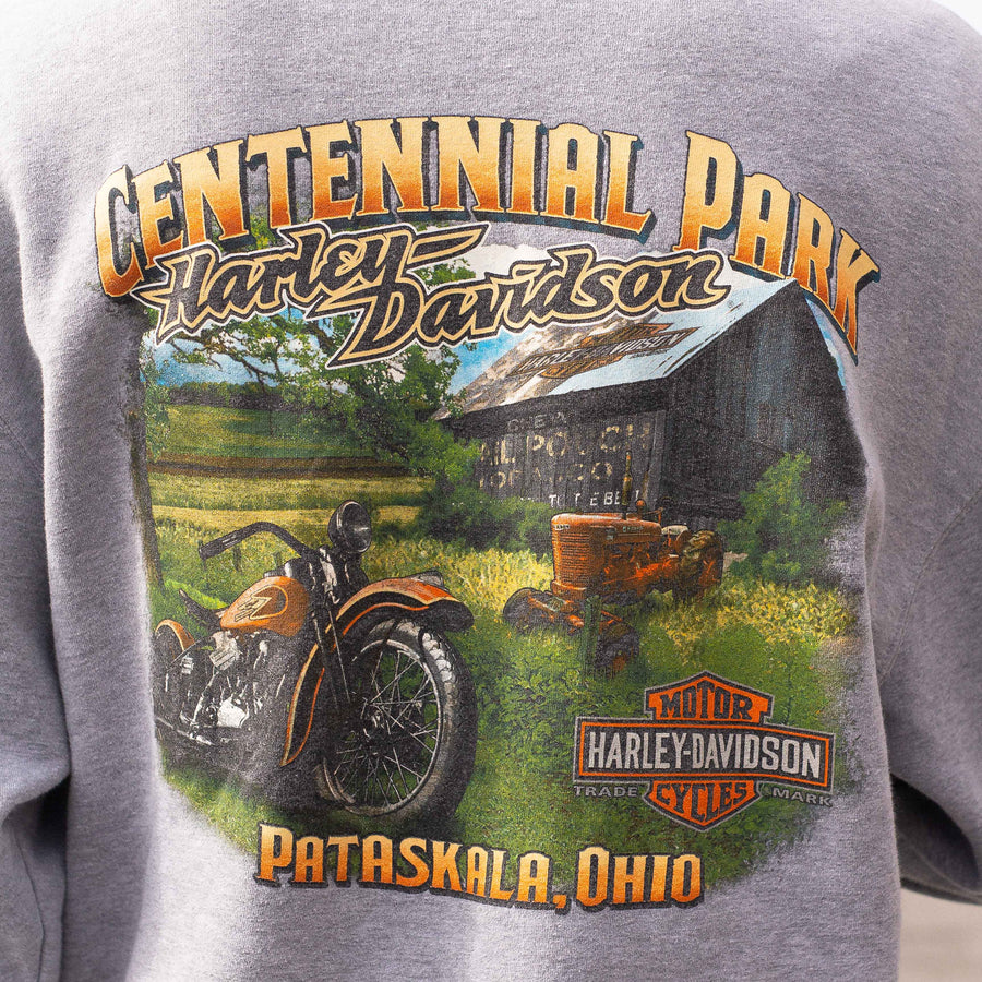 Harley Davidson 2012 Print Logo 1/4 Zip Sweatshirt in Grey