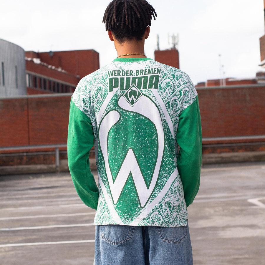 Puma 90's Werder Bremen Spellout Sweatshirt in Green and White