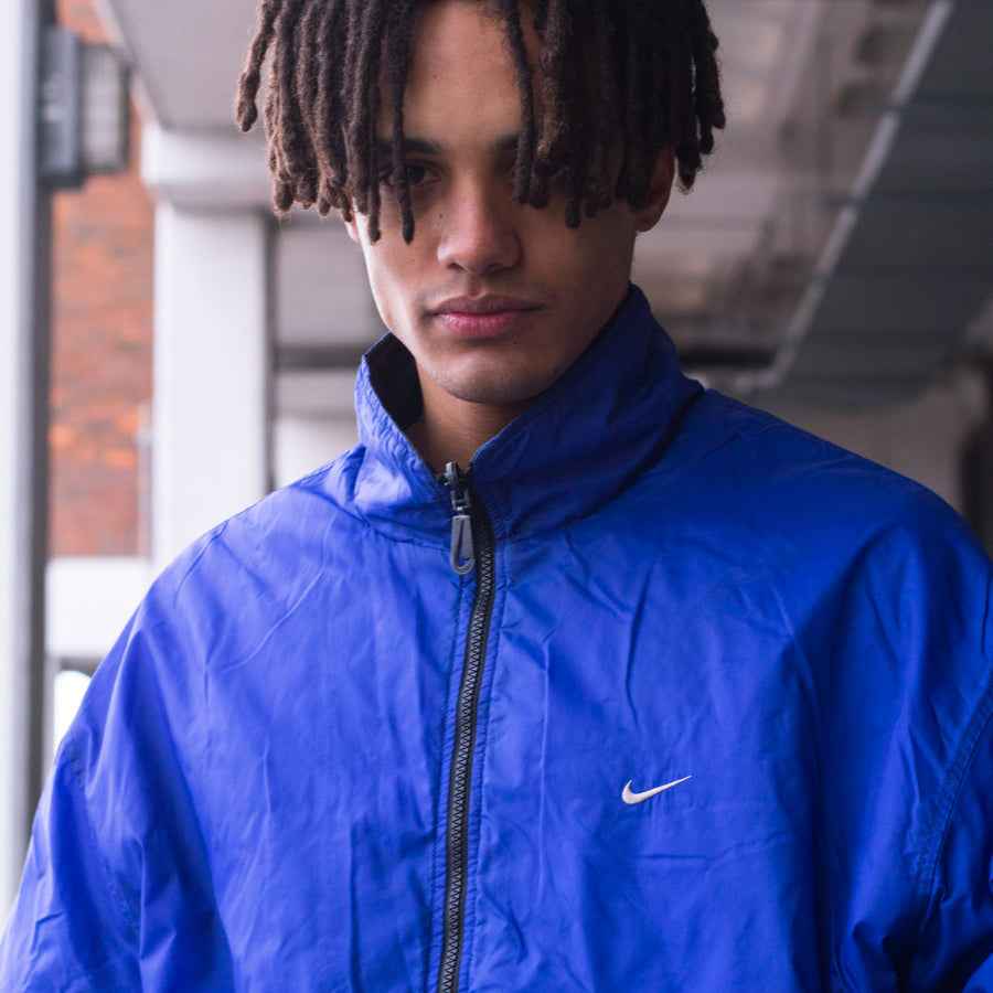 Nike Early 00's Reversible 2-in-1 Embroidered Swoosh Parka Jacket in Royal Blue and Black