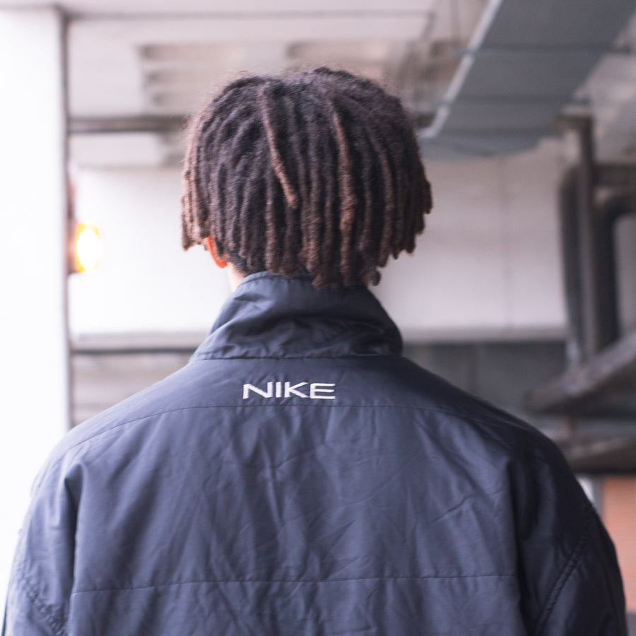 Nike Early 00's Reversible 2-in-1 Embroidered Swoosh Parka Jacket in Royal Blue and Black
