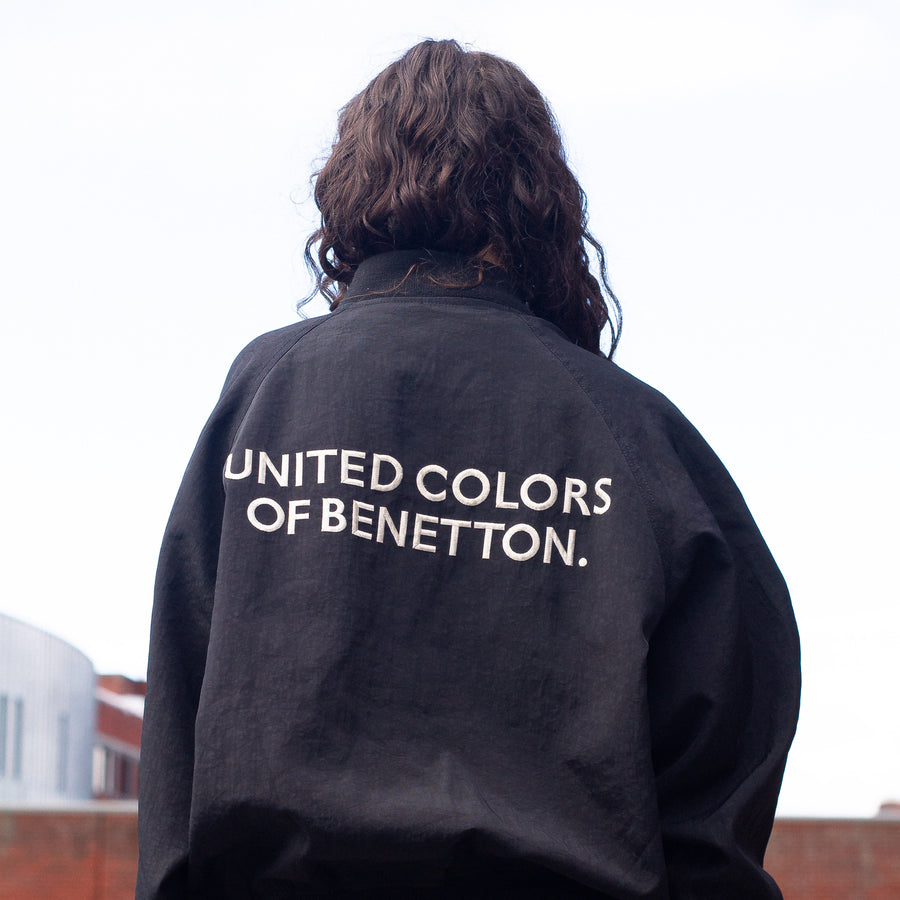 United Colours of Benetton Formula 1 90's Embroidered Spellout Tracksuit Jacket in Black and White