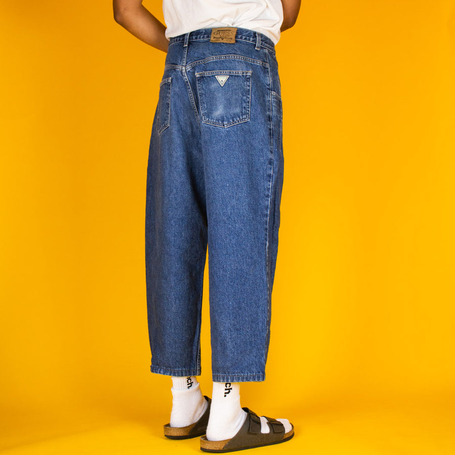 Guess 90's Straight Legged Logo Denim Jeans in Blue