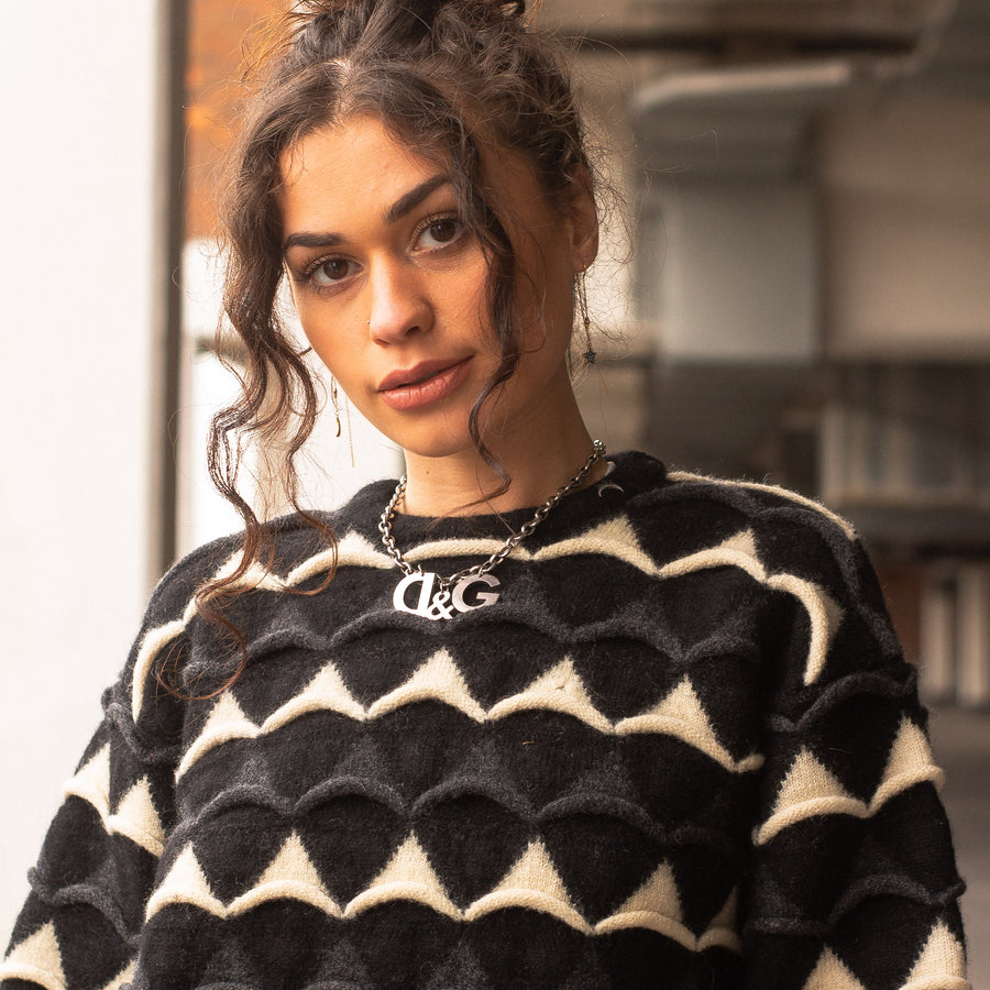 Coogi 90's Knitted Jumper in Black, White and Grey