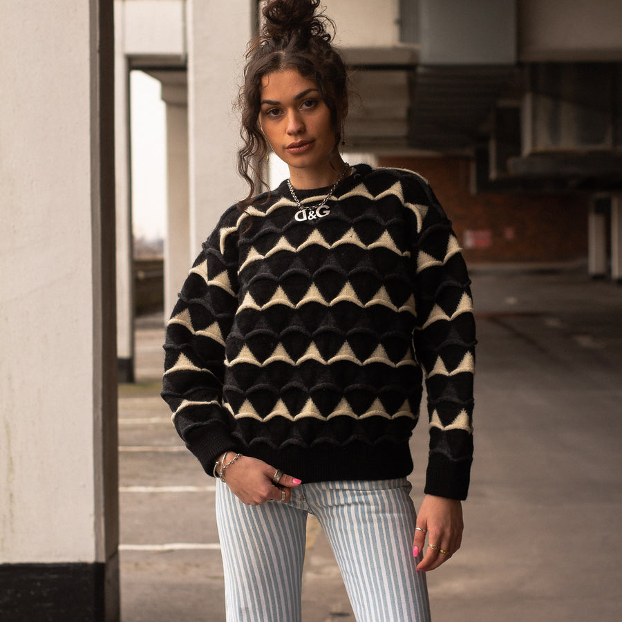 Coogi 90's Knitted Jumper in Black, White and Grey