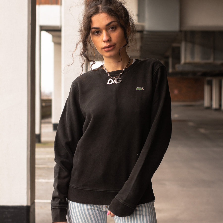 Lacoste 90's Embroidered Logo Sweatshirt in Black and Green