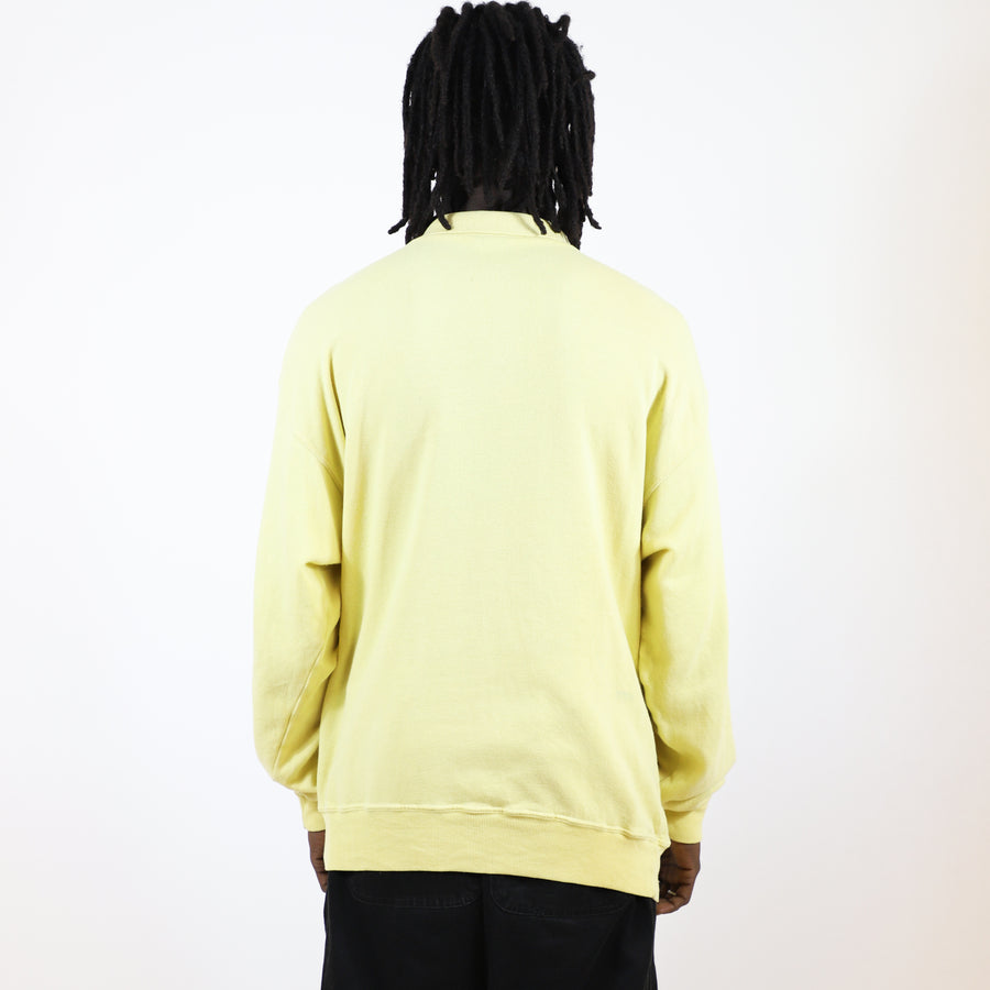 Nike 80's Embroidered Spellout Collared Sweatshirt in Yellow and Grey