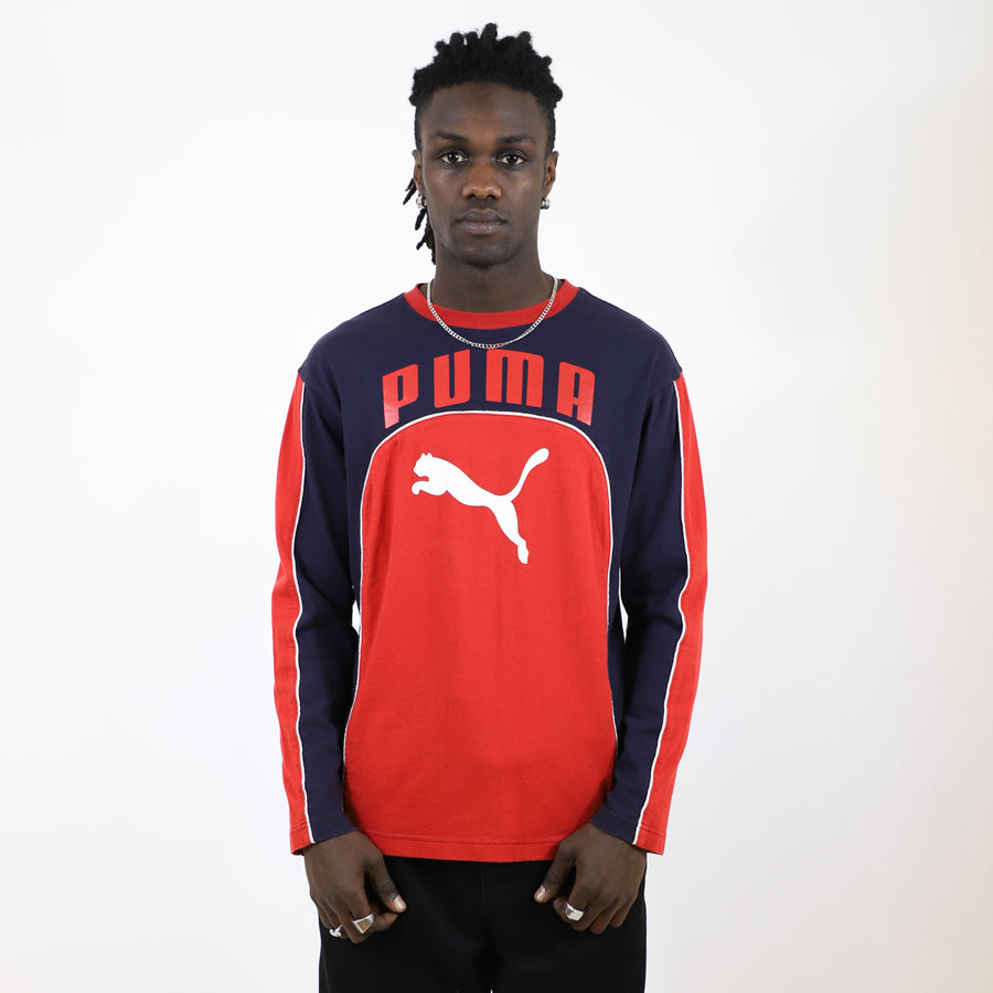 Puma 90's long sleeve t-shirt in a two tone red and black