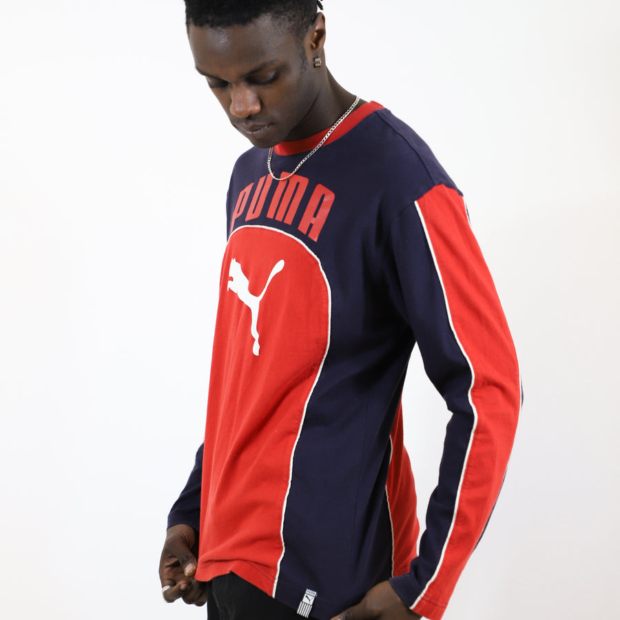 Puma 90's long sleeve t-shirt in a two tone red and black
