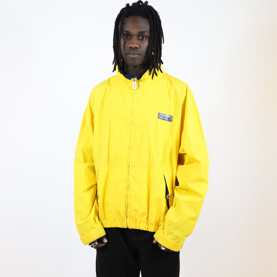 Polo Sport 90's Spellout Waterproof Parka Jacket in Yellow and Black