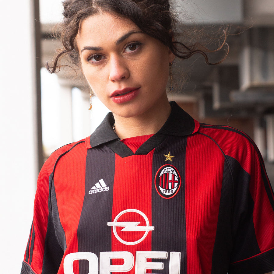 Adidas AC Milan 1998 - 1999 Home Football Shirt in Red and Black