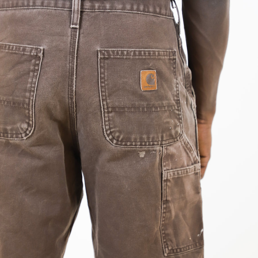 Carhartt 90's Leather Pocket Logo Carpenter Jeans in Brown