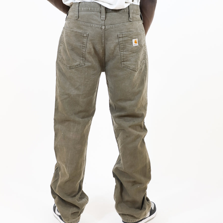 Carhartt 90's White Pocket Logo Workwear Jeans in Grey/Green