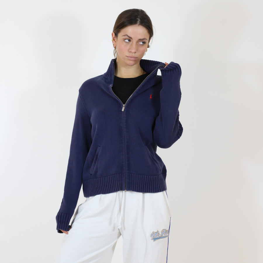 Ralph Lauren Sport Knitted Full Zip Embroided Jacket in Navy