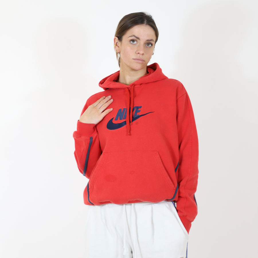 Nike Embroided Central Swoosh Hoodie in Red