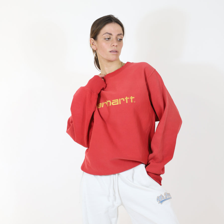 Carhartt Spell Out Embroidered Sweatshirt in Red