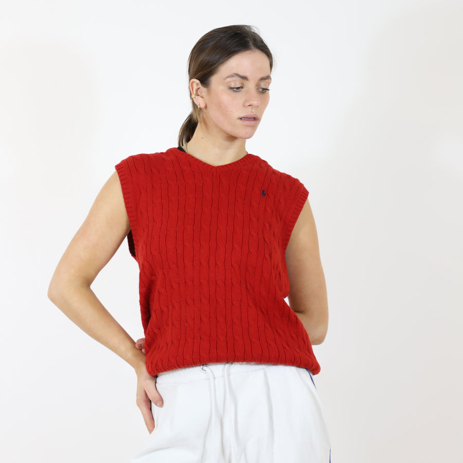 Polo Ralph Lauren Cable Knit Vest in Red